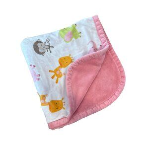 Blankets & Beyond Monkey Pink Baby Girls Blanket Elephant Giraffe Soft Security